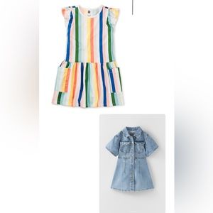 Zara denim shirt dress and Tea Collection flutter sleeve pocket dress size 6